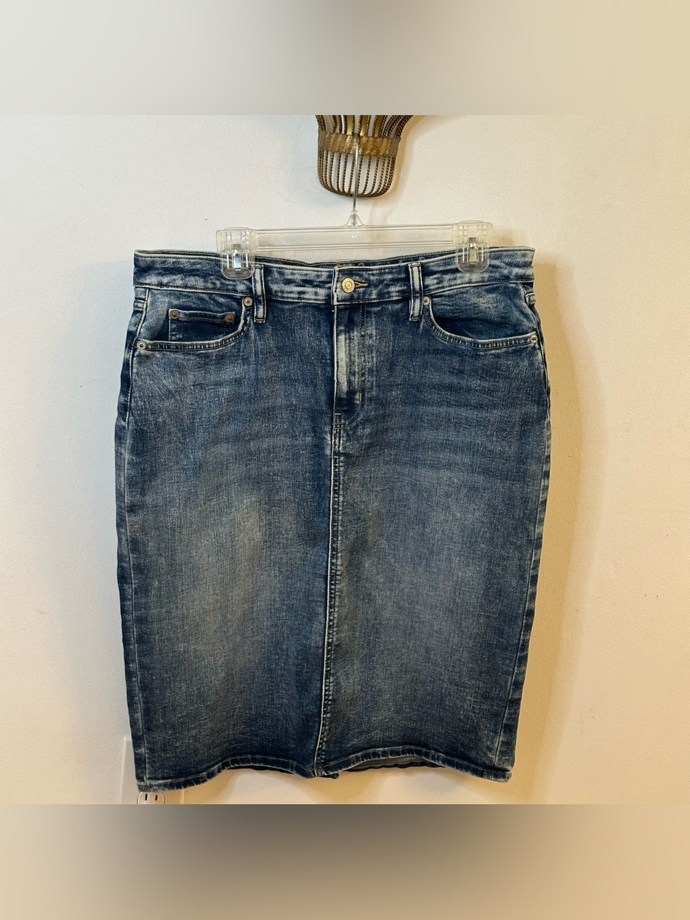 Lauren Ralph Lauren Blue Denim Jean Midi Pencil Skirt, Size 14W Classic Capsule - Picture 9 of 16